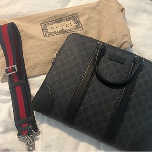 BRAND NEW Gucci GG black briefcase messenger bag